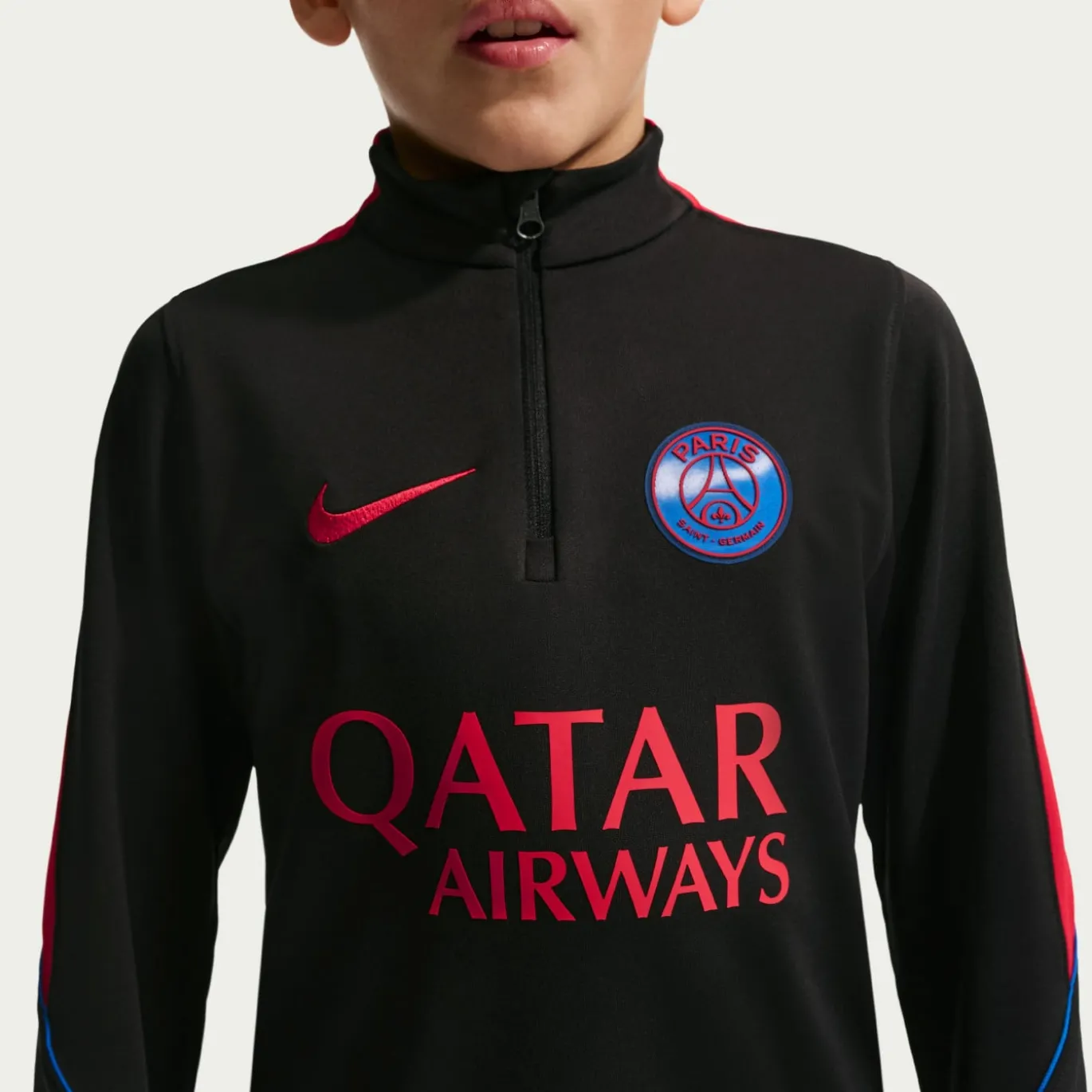Nike Paris Saint-Germain Strike Trainingstrui 1/4-Zip 2026-2027 Kids Zwart Felrood Donkerblauw