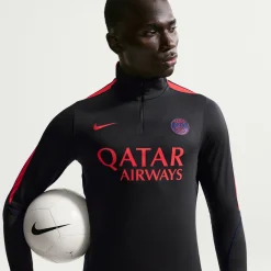 Nike Paris Saint-Germain Strike Trainingstrui 1/4-Zip 2026-2027 Zwart Felrood Donkerblauw