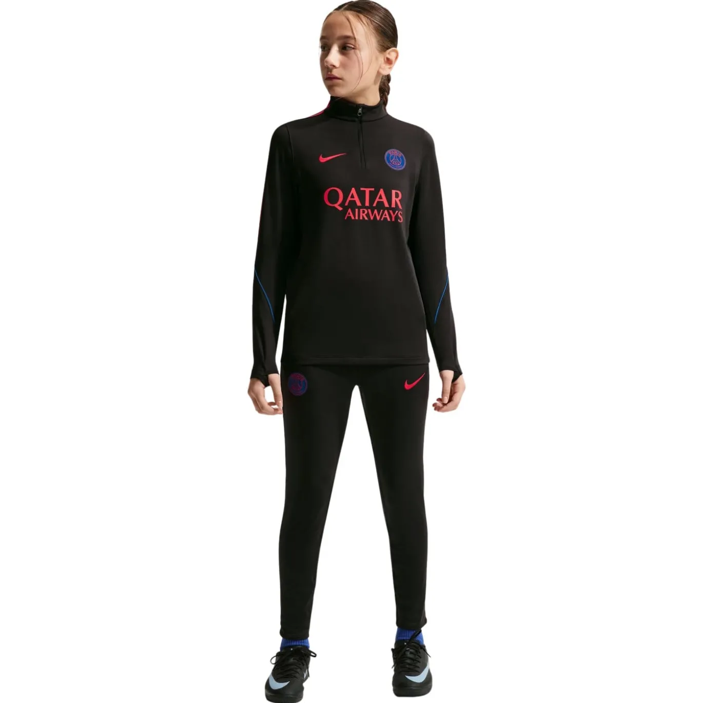 Nike Paris Saint-Germain Strike Trainingspak 1/4-Zip 2026-2027 Kids Zwart Felrood Donkerblauw