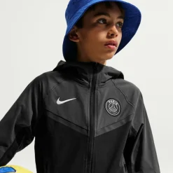 Nike Paris Saint-Germain Tech Woven Trainingsjack 2026-2027 Kids Zwart Donkergrijs Wit