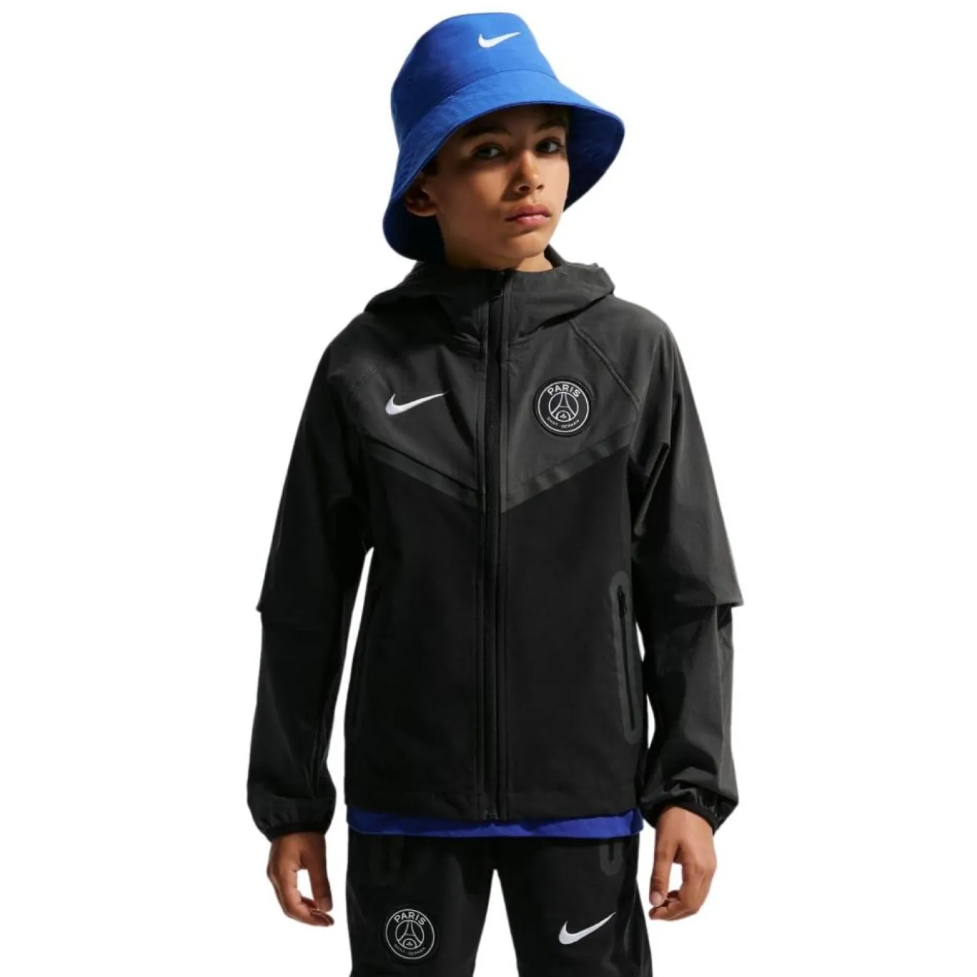 Nike Paris Saint-Germain Tech Woven Trainingsjack 2026-2027 Kids Zwart Donkergrijs Wit