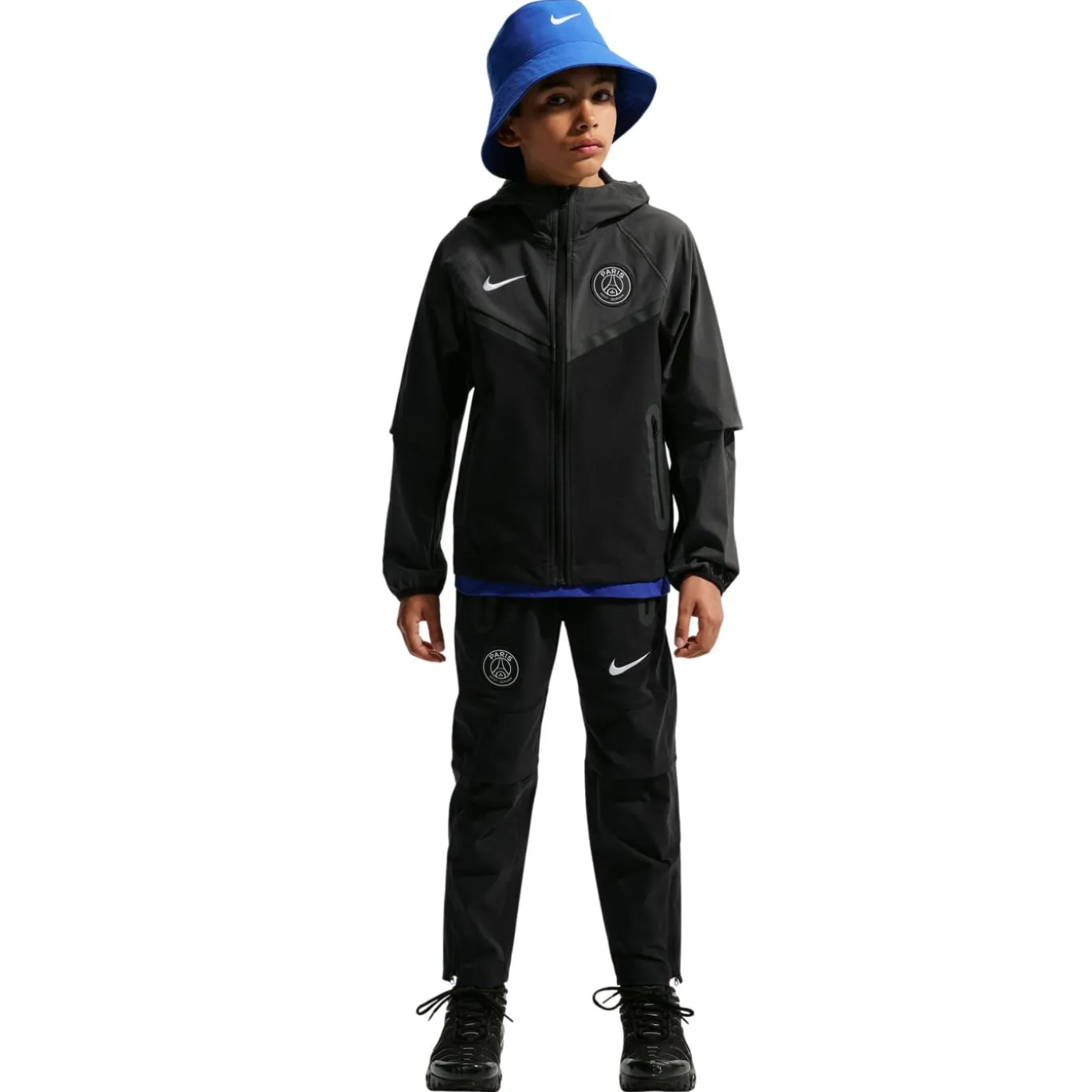 Nike Paris Saint-Germain Tech Woven Trainingsjack 2026-2027 Kids Zwart Donkergrijs Wit