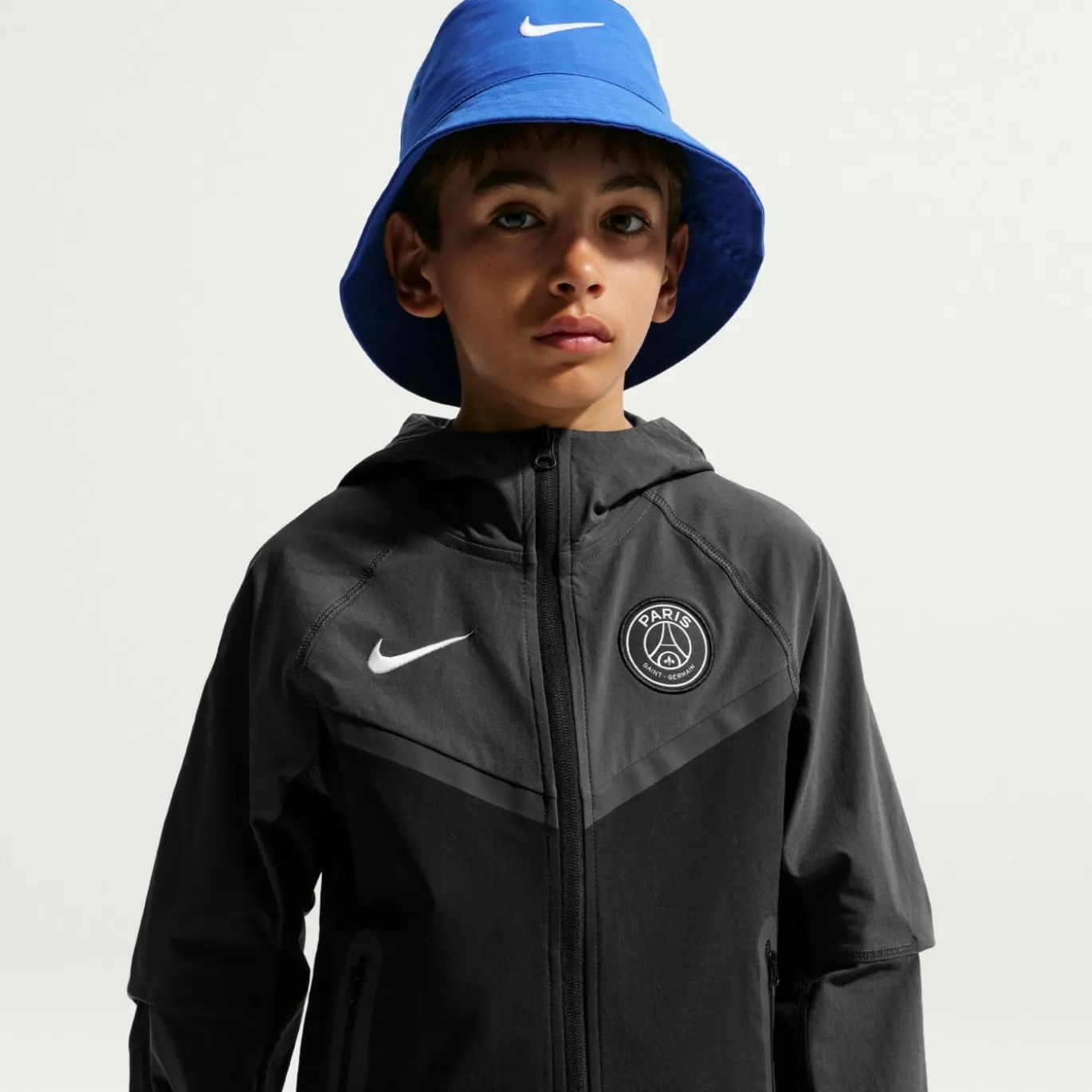 Nike Paris Saint-Germain Tech Woven Trainingsjack 2026-2027 Kids Zwart Donkergrijs Wit