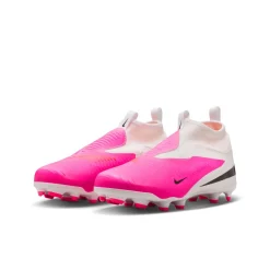 Nike Phantom 6 High Academy Gras / Kunstgras Voetbalschoenen (MG) Kids Wit Felroze Zwart