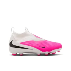 Nike Phantom 6 High Academy Gras / Kunstgras Voetbalschoenen (MG) Kids Wit Felroze Zwart