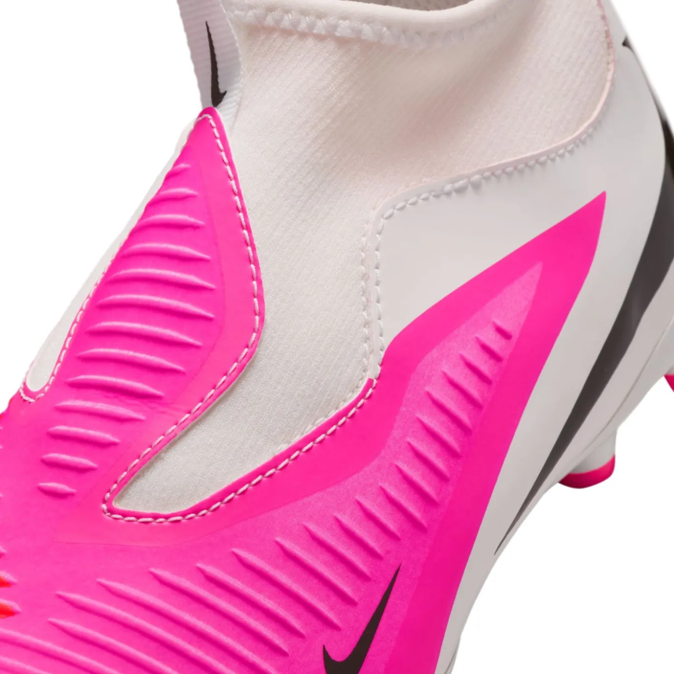 Nike Phantom 6 High Academy Gras / Kunstgras Voetbalschoenen (MG) Kids Wit Felroze Zwart