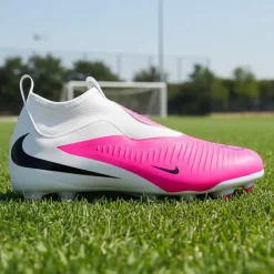 Nike Phantom 6 High Academy Gras / Kunstgras Voetbalschoenen (MG) Kids Wit Felroze Zwart