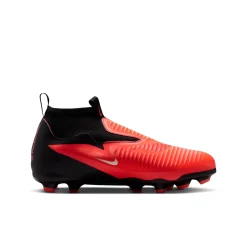 Nike Phantom 6 High Academy Gras / Kunstgras Voetbalschoenen (MG) Kids Zwart Felrood Goud
