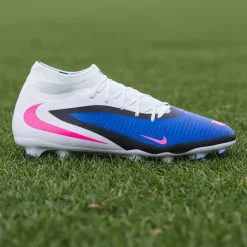Nike Phantom 6 High Academy Gras / Kunstgras Voetbalschoenen (MG) Blauw Wit Felroze