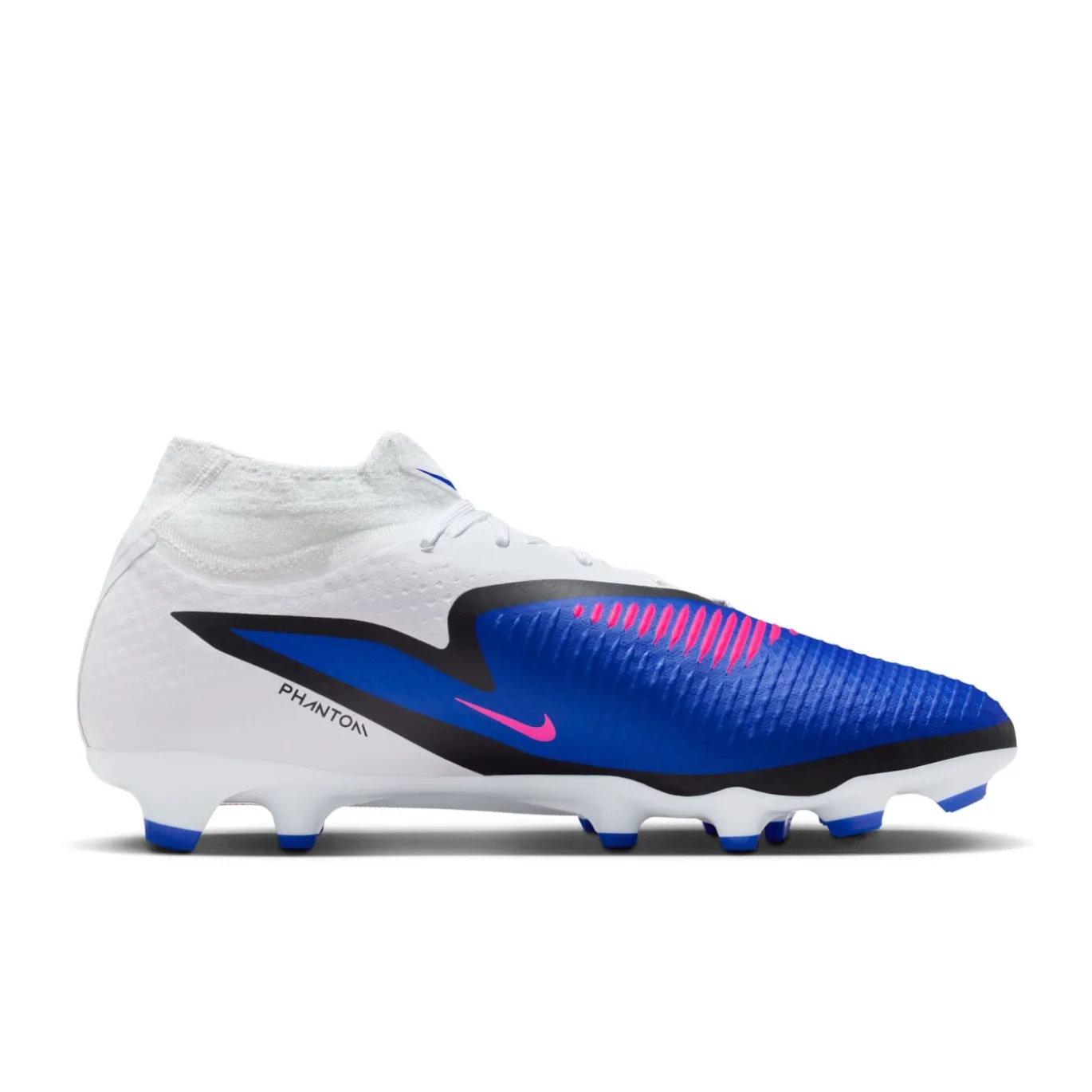 Nike Phantom 6 High Academy Gras / Kunstgras Voetbalschoenen (MG) Blauw Wit Felroze
