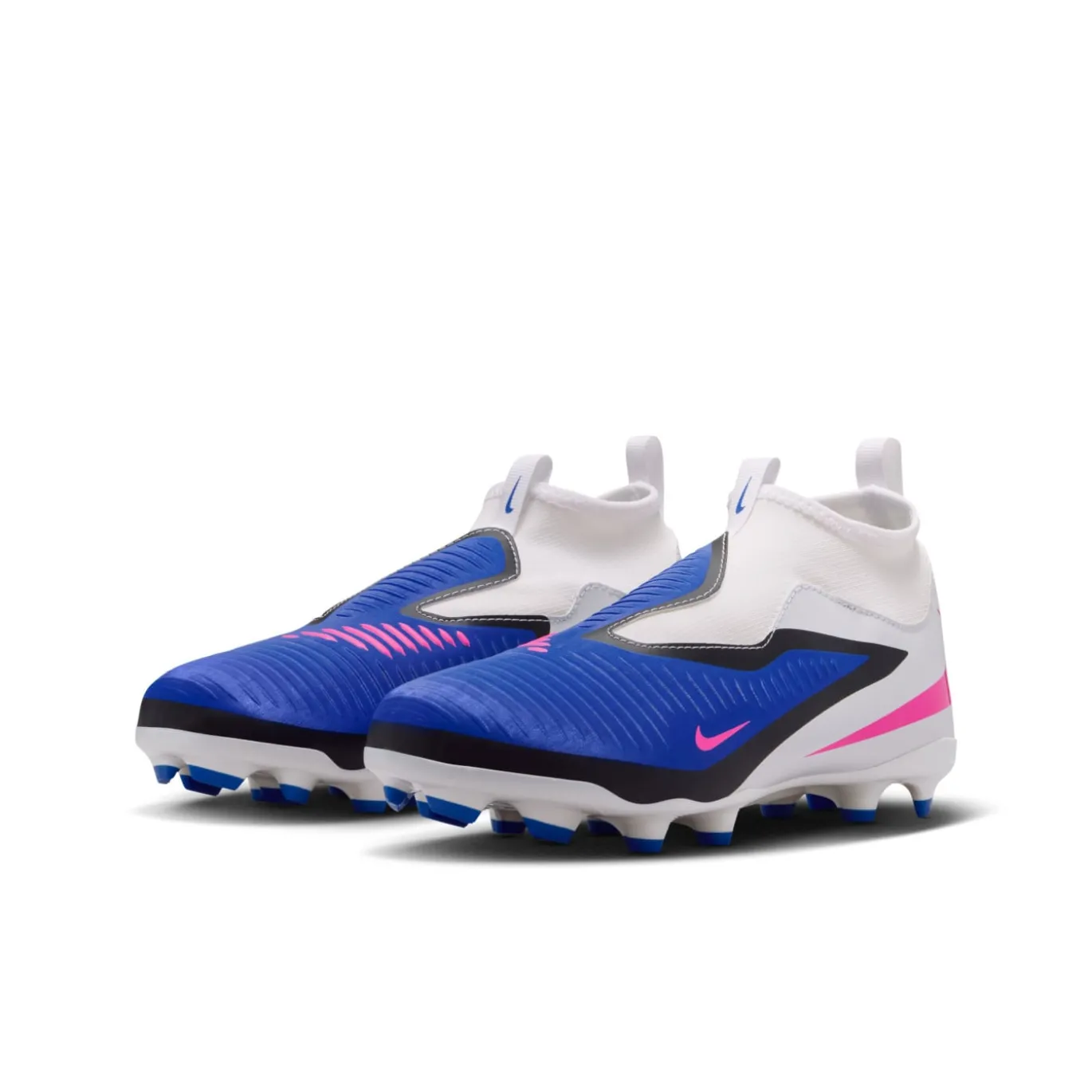 Nike Phantom 6 High Academy Gras / Kunstgras Voetbalschoenen (MG) Kids Blauw Wit Felroze