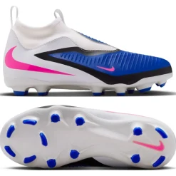 Nike Phantom 6 High Academy Gras / Kunstgras Voetbalschoenen (MG) Kids Blauw Wit Felroze