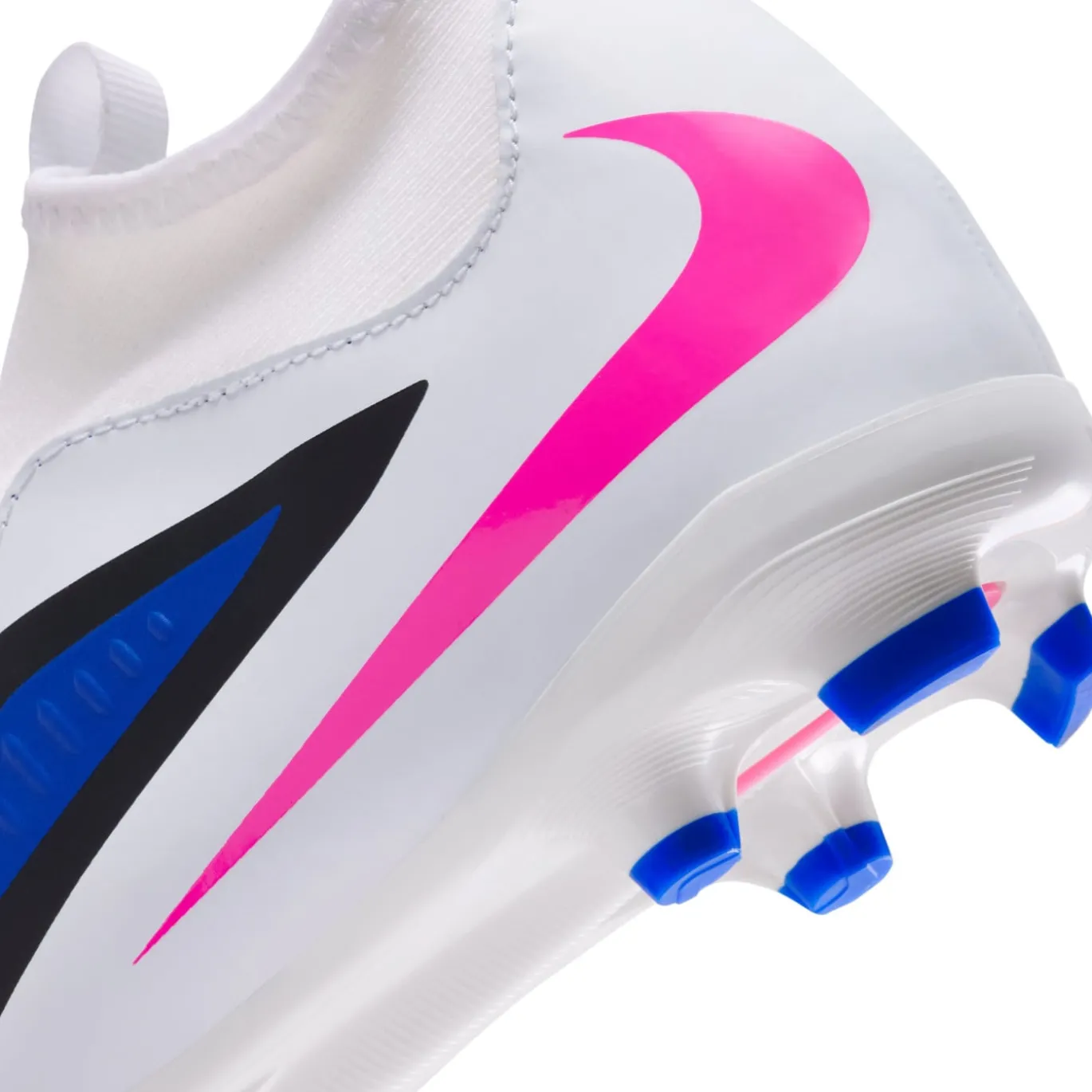 Nike Phantom 6 High Academy Gras / Kunstgras Voetbalschoenen (MG) Kids Blauw Wit Felroze