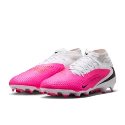 Nike Phantom 6 High Academy Gras / Kunstgras Voetbalschoenen (MG) Wit Felroze Zwart