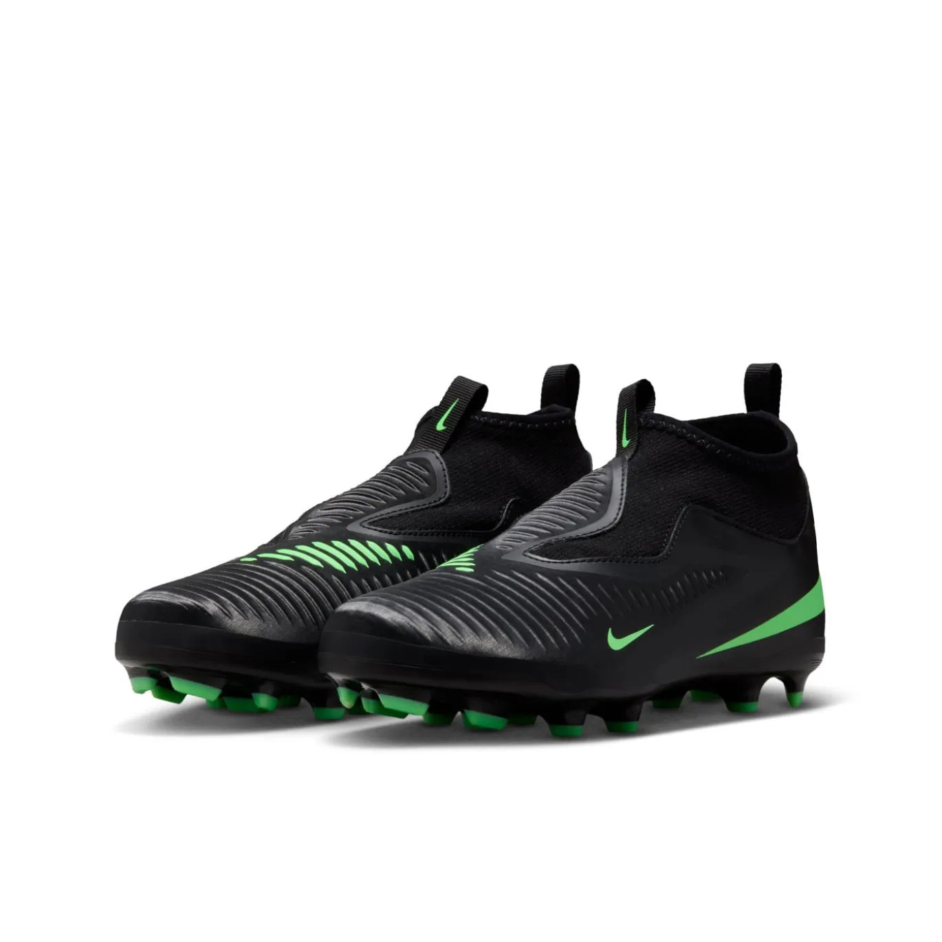 Nike Phantom 6 High Academy Gras / Kunstgras Voetbalschoenen (MG) Kids Zwart Felgroen