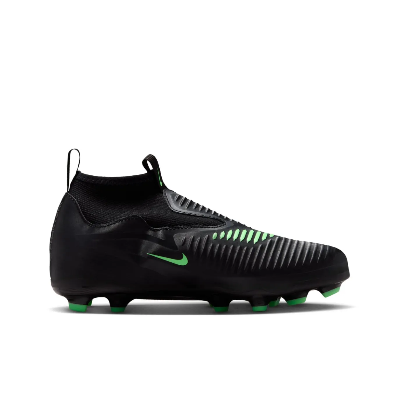 Nike Phantom 6 High Academy Gras / Kunstgras Voetbalschoenen (MG) Kids Zwart Felgroen
