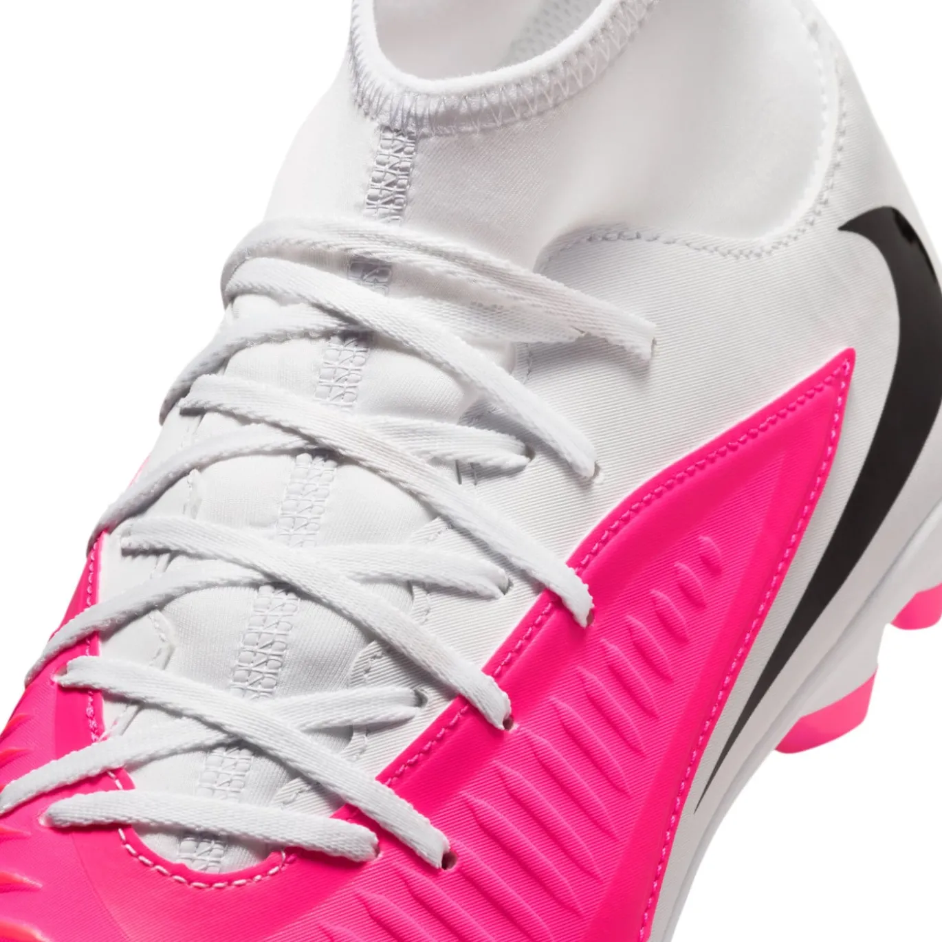 Nike Phantom 6 High Club Gras / Kunstgras Voetbalschoenen (MG) Wit Felroze Zwart