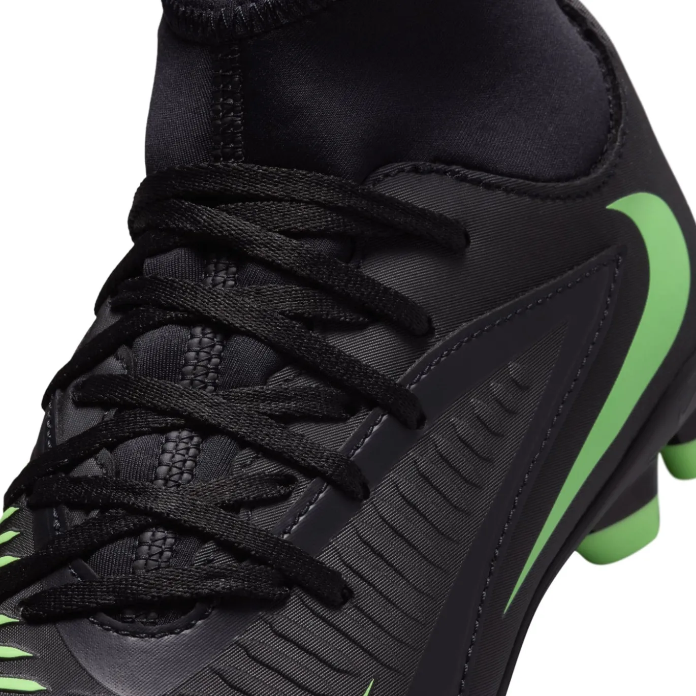 Nike Phantom 6 High Club Gras / Kunstgras Voetbalschoenen (MG) Kids Zwart Felgroen