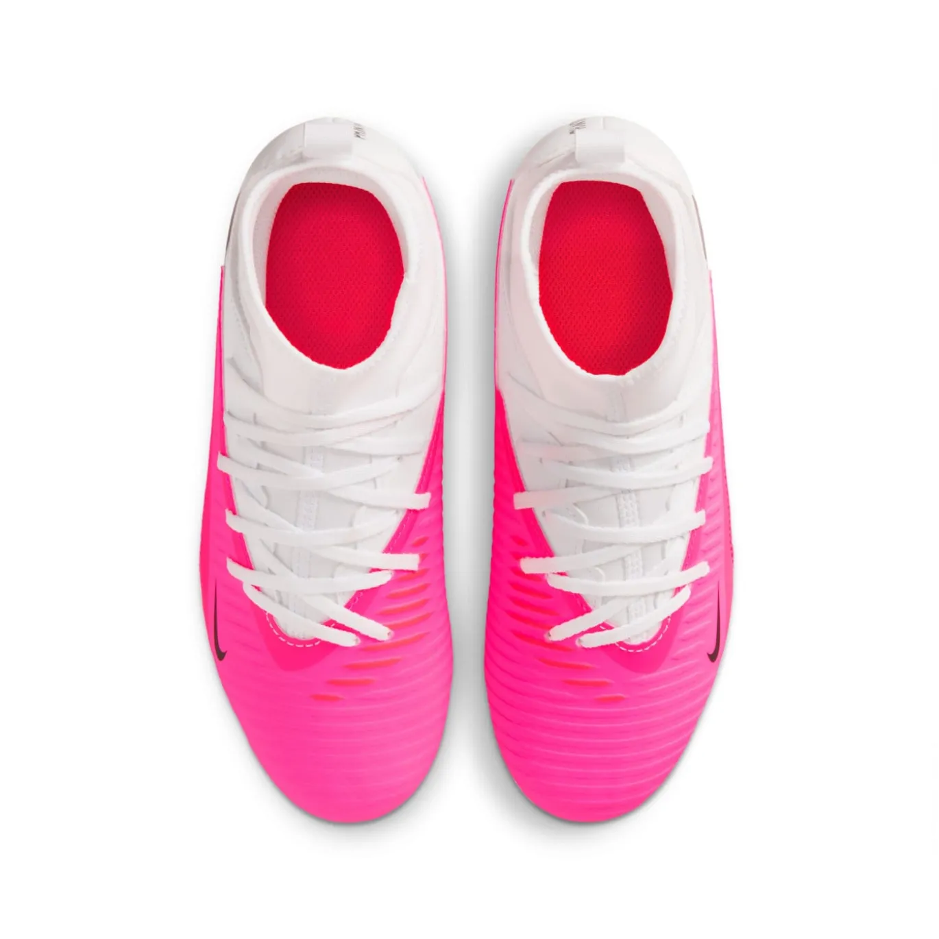Nike Phantom 6 High Club Gras / Kunstgras Voetbalschoenen (MG) Kids Wit Felroze Zwart