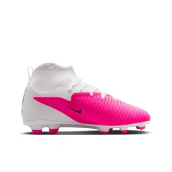 Nike Phantom 6 High Club Gras / Kunstgras Voetbalschoenen (MG) Kids Wit Felroze Zwart