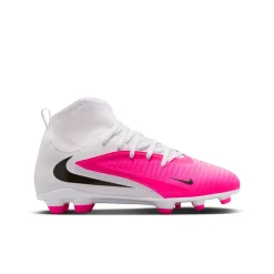Nike Phantom 6 High Club Gras / Kunstgras Voetbalschoenen (MG) Kids Wit Felroze Zwart