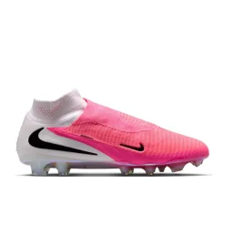 Nike Phantom 6 High Elite Gras Voetbalschoenen (FG) Wit Felroze Zwart