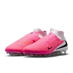 Nike Phantom 6 High Elite Gras Voetbalschoenen (FG) Wit Felroze Zwart