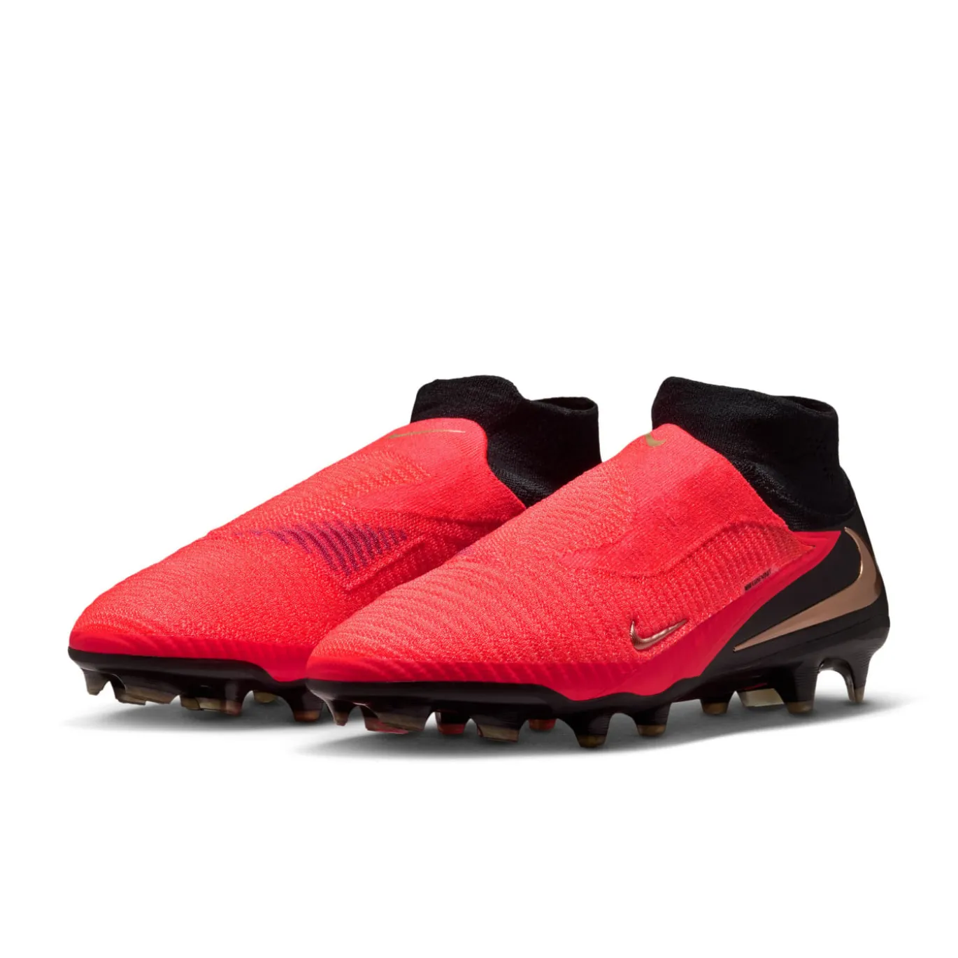 Nike Phantom 6 High Elite Gras Voetbalschoenen (FG) Zwart Felrood Goud