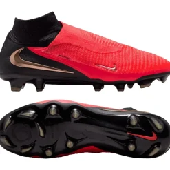 Nike Phantom 6 High Elite Gras Voetbalschoenen (FG) Zwart Felrood Goud