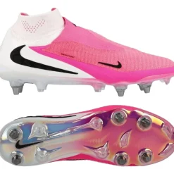 Nike Phantom 6 High Elite IJzeren-Nop Voetbalschoenen (SG) Wit Felroze Zwart