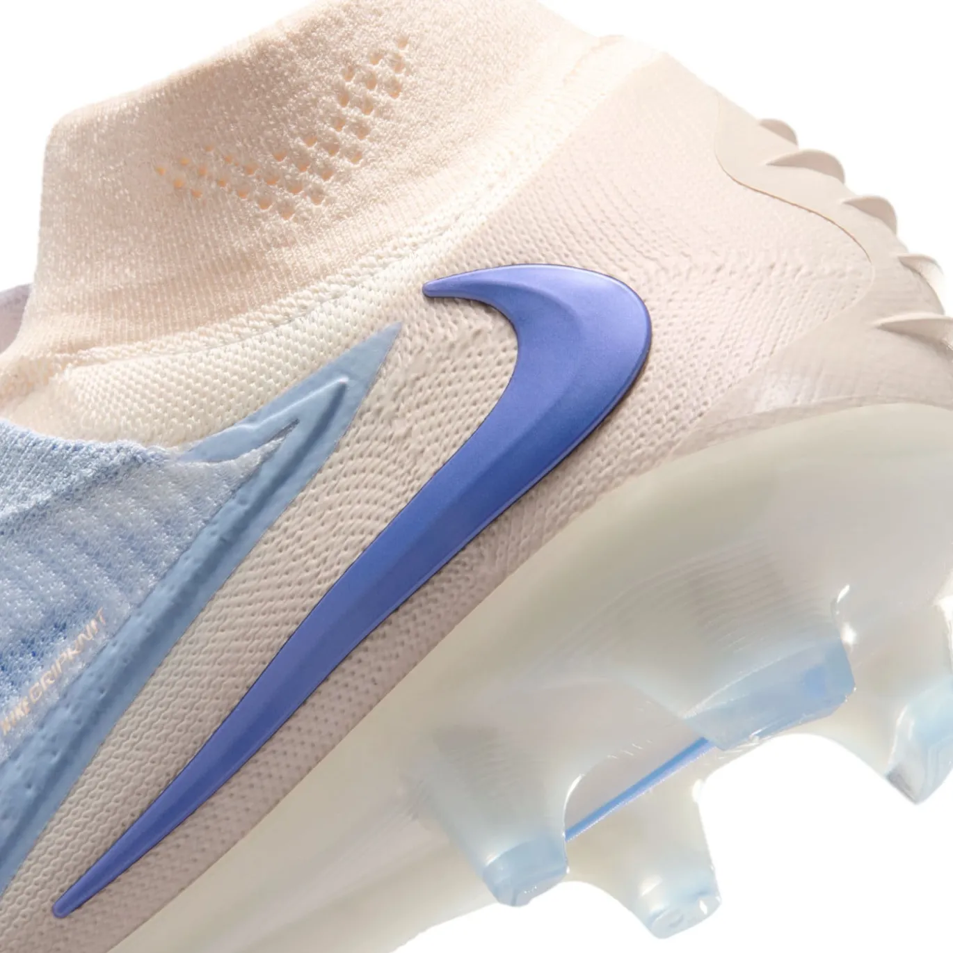Nike Phantom 6 High LV8 Elite Gras Voetbalschoenen (FG) Gebroken Wit Lichtblauw Blauw