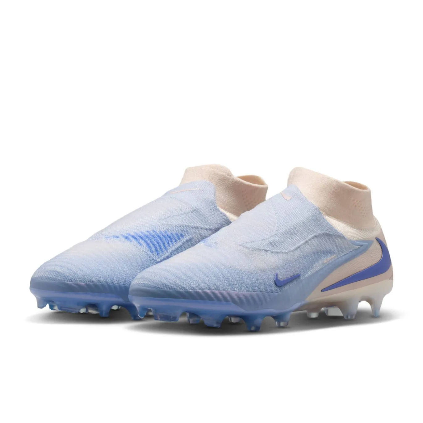Nike Phantom 6 High LV8 Elite Gras Voetbalschoenen (FG) Gebroken Wit Lichtblauw Blauw