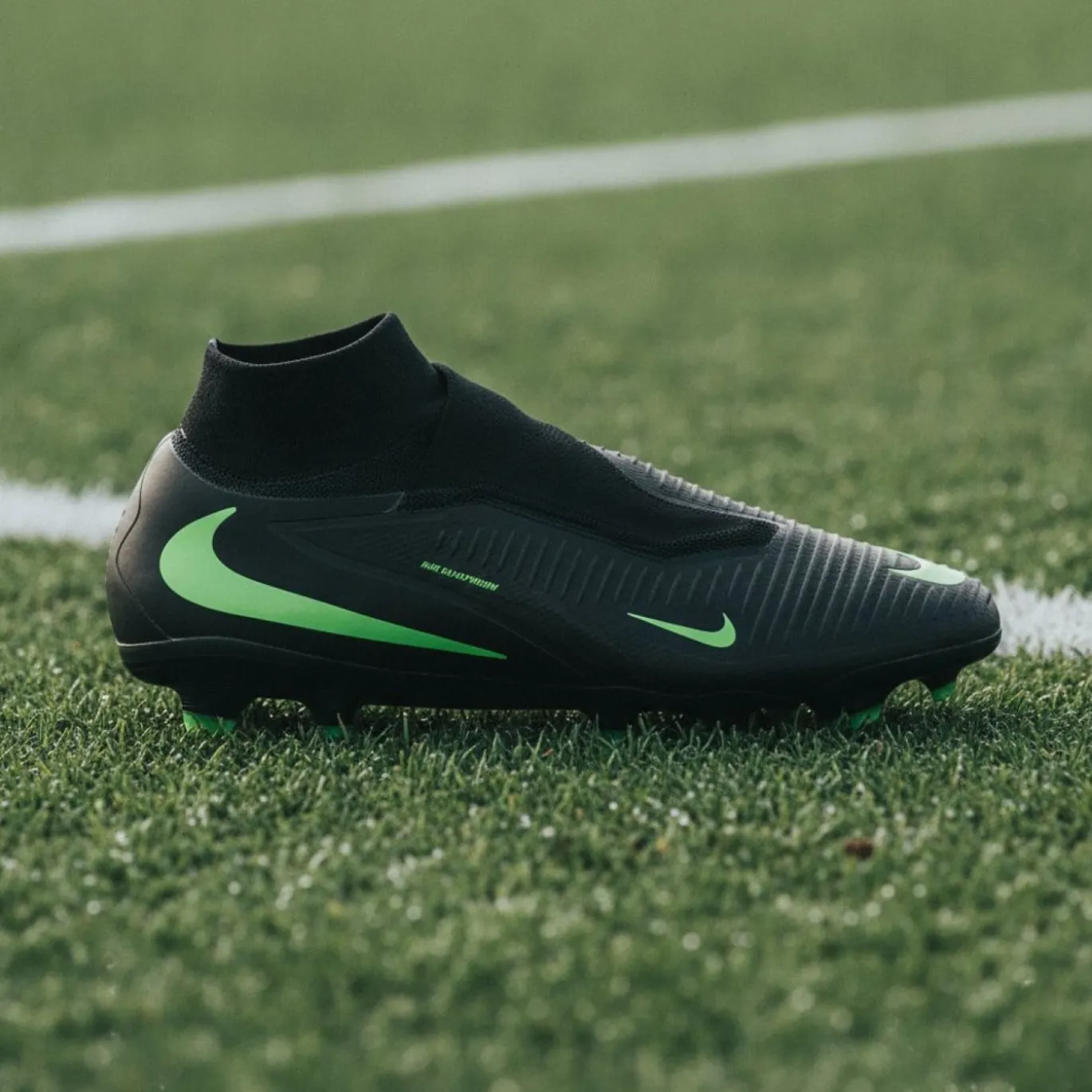 Nike Phantom 6 High Pro Gras Voetbalschoenen (FG) Zwart Felgroen
