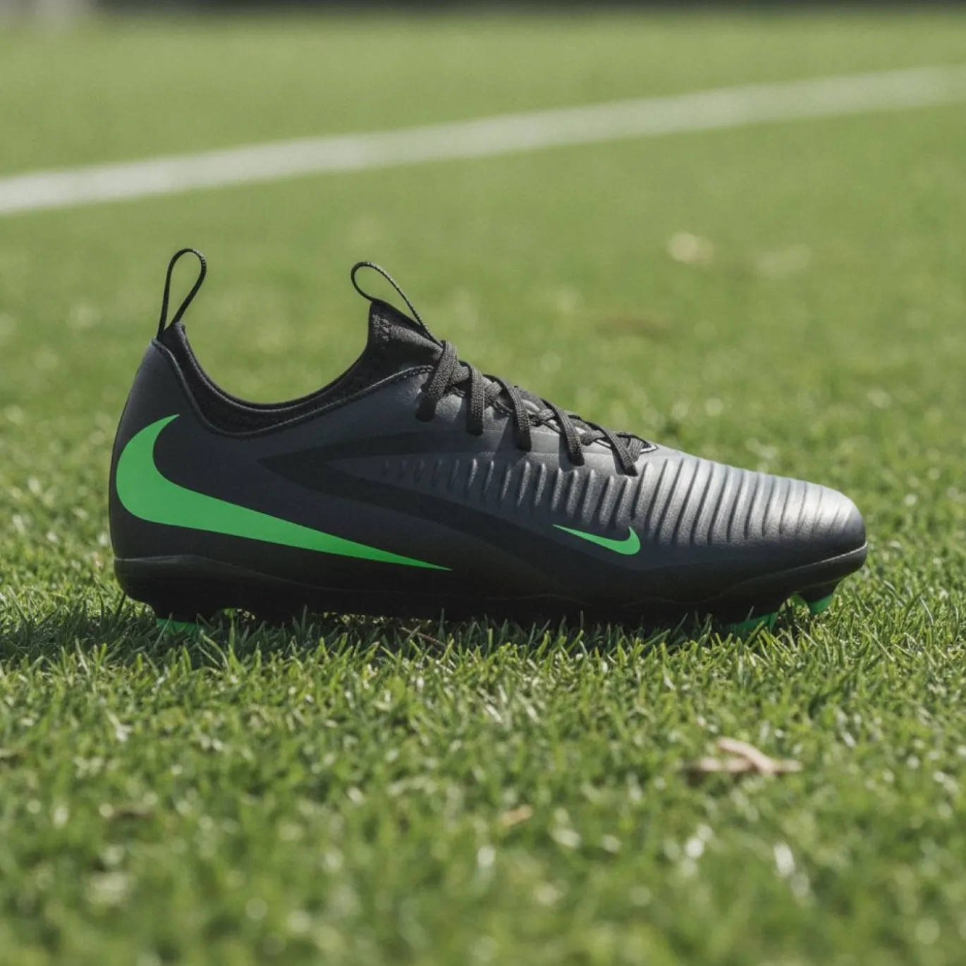 Nike Phantom 6 Low Academy Gras / Kunstgras Voetbalschoenen (MG) Kids Zwart Felgroen