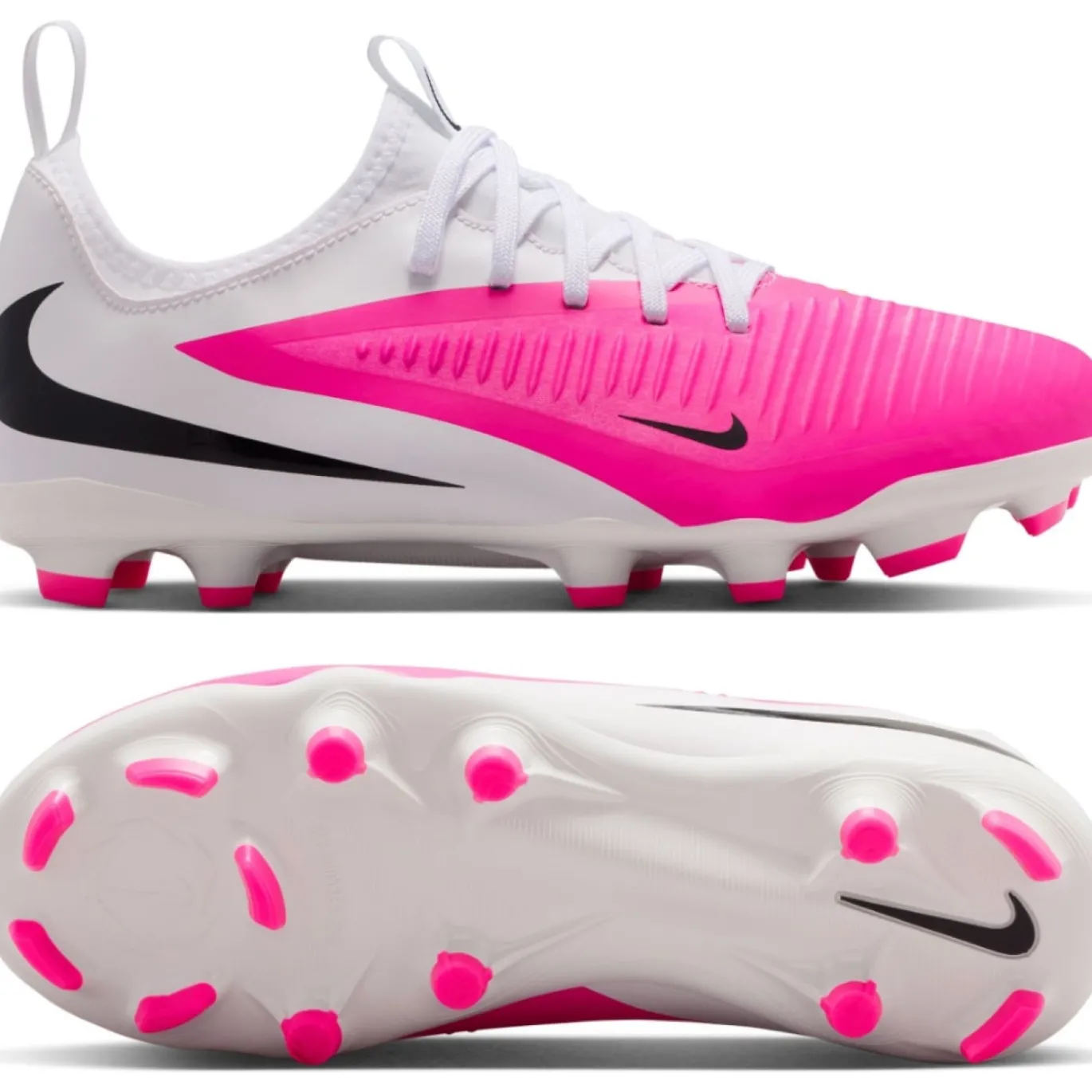 Nike Phantom 6 Low Academy Gras / Kunstgras Voetbalschoenen (MG) Kids Wit Felroze Zwart