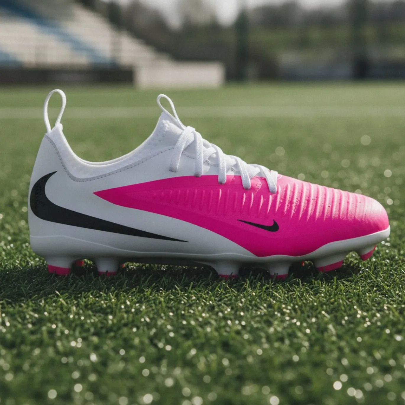 Nike Phantom 6 Low Academy Gras / Kunstgras Voetbalschoenen (MG) Kids Wit Felroze Zwart