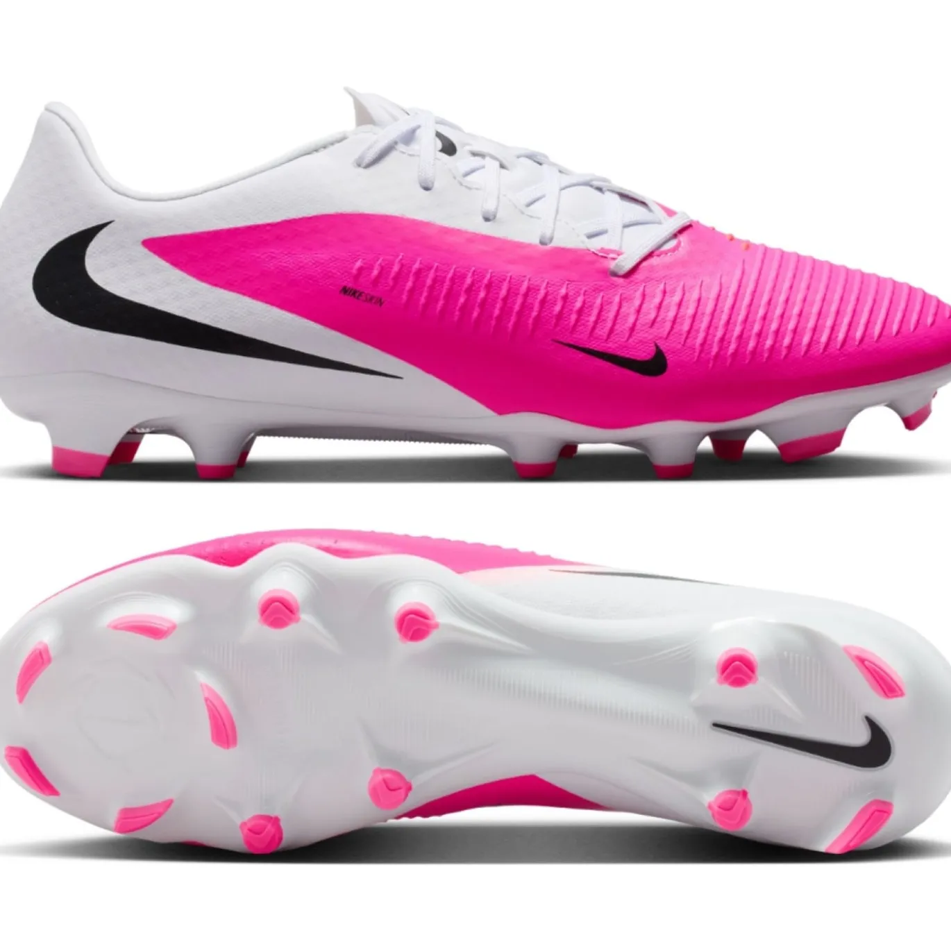 Nike Phantom 6 Low Academy Gras / Kunstgras Voetbalschoenen (MG) Wit Felroze Zwart