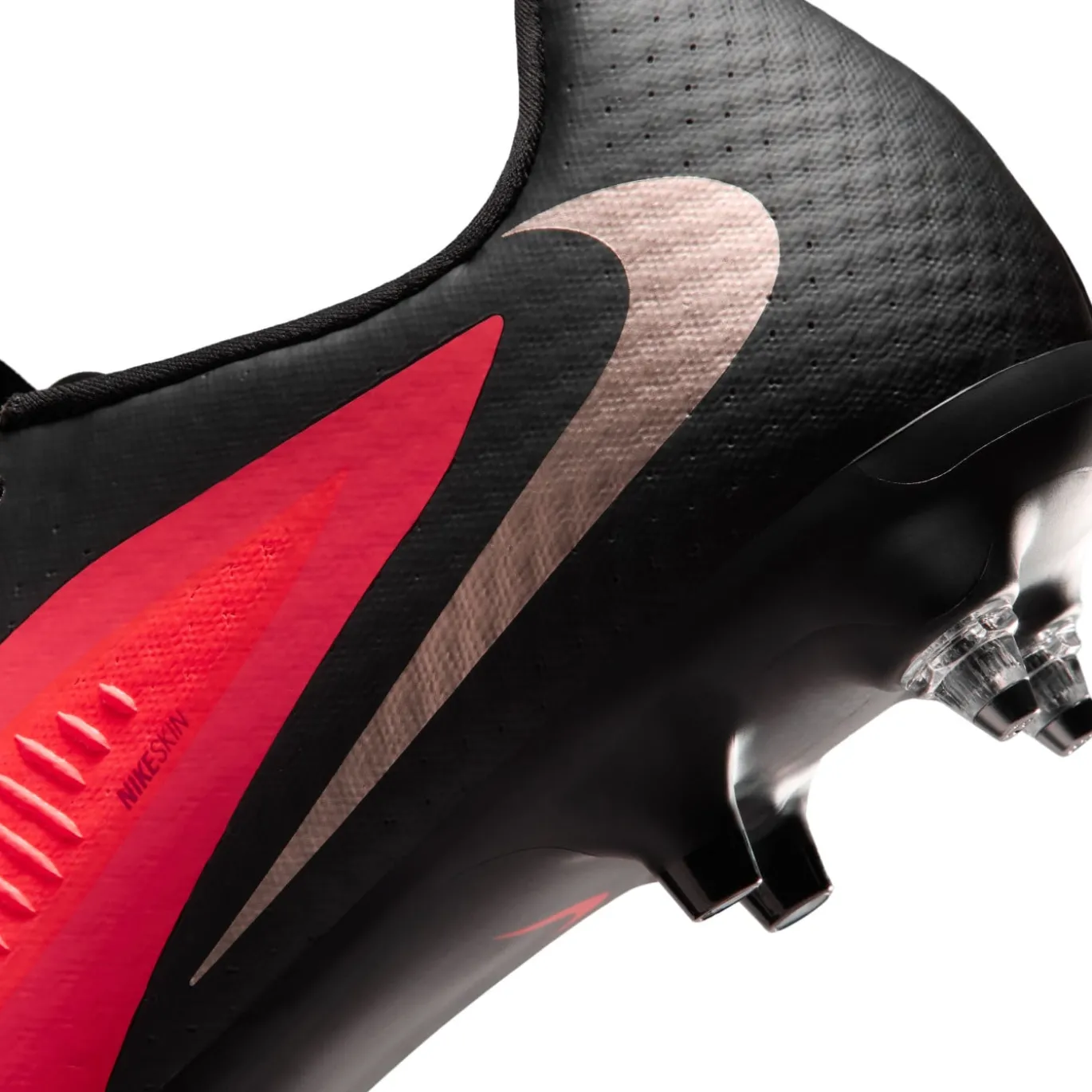 Nike Phantom 6 Low Academy IJzeren-Nop Voetbalschoenen (SG) Anti-Clog Zwart Felrood Goud