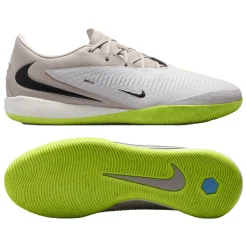 Nike Phantom 6 Low Academy Zaalvoetbalschoenen (IN) Grijs Lichtgrijs Zwart Limoen