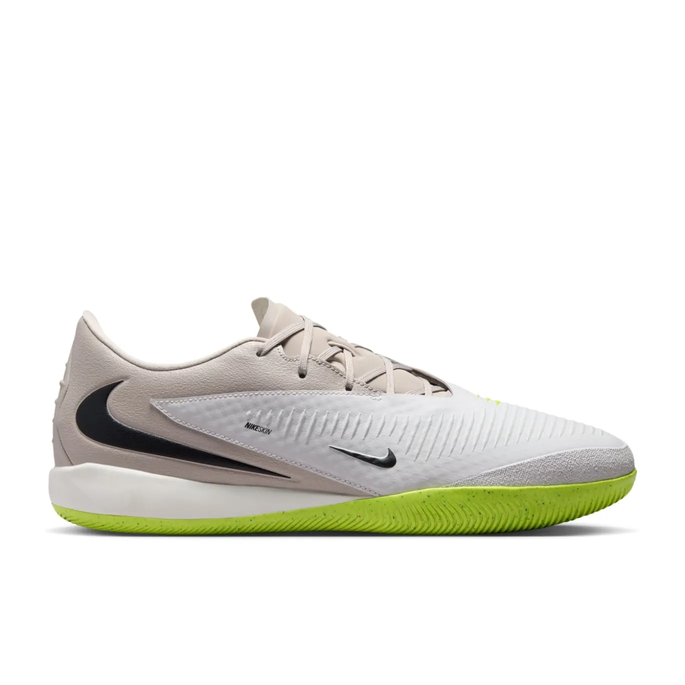 Nike Phantom 6 Low Academy Zaalvoetbalschoenen (IN) Grijs Lichtgrijs Zwart Limoen