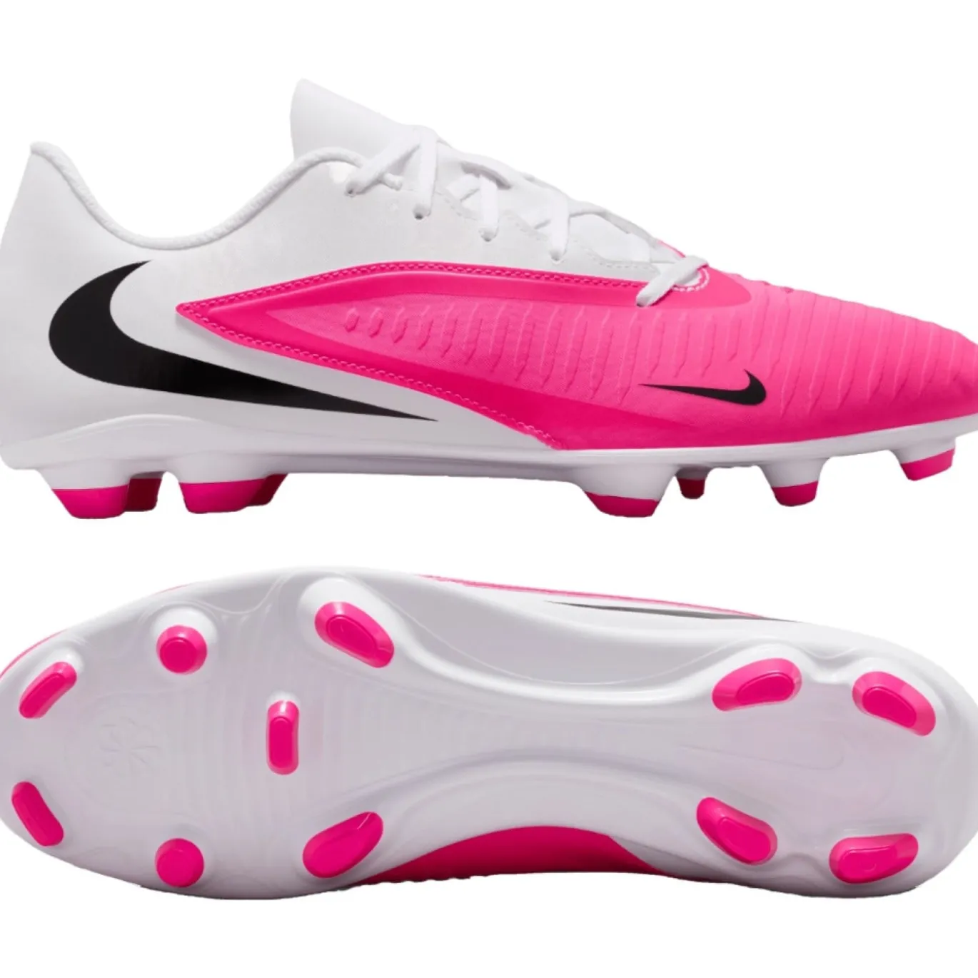 Nike Phantom 6 Low Club Gras / Kunstgras Voetbalschoenen (MG) Wit Felroze Zwart