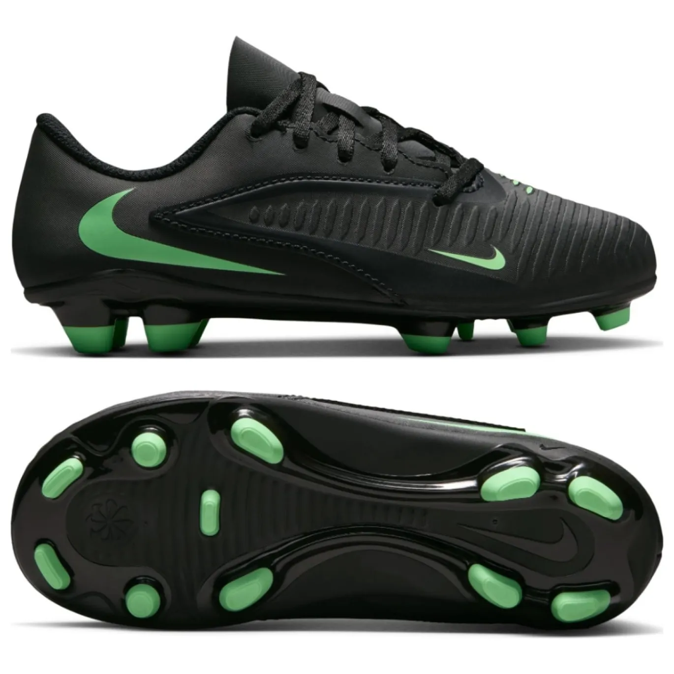 Nike Phantom 6 Low Club Gras / Kunstgras Voetbalschoenen (MG) Peuters/Kleuters Zwart Felgroen
