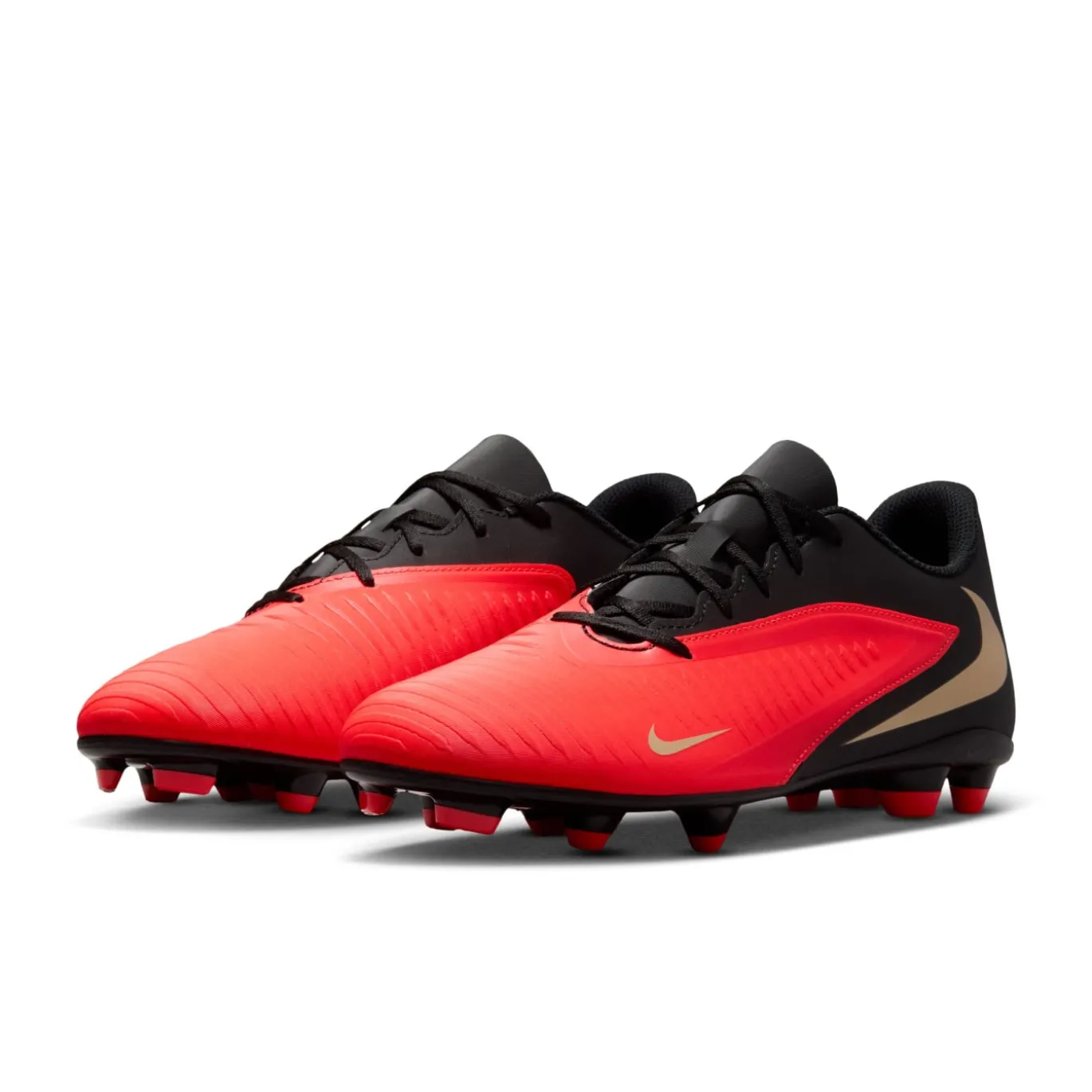 Nike Phantom 6 Low Club Gras / Kunstgras Voetbalschoenen (MG) Zwart Felrood Goud