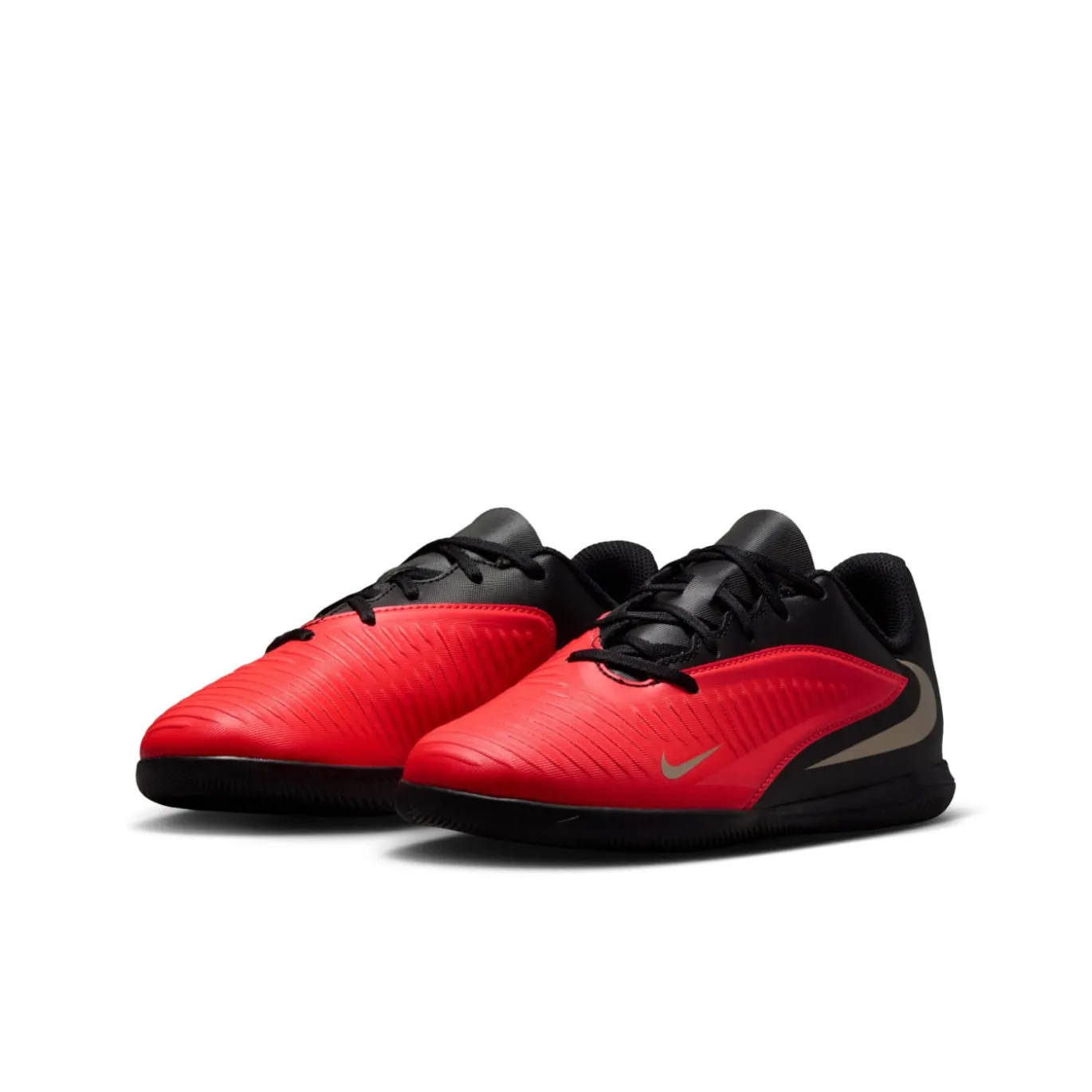 Nike Phantom 6 Low Club Zaalvoetbalschoenen (IN) Kids Zwart Felrood Goud