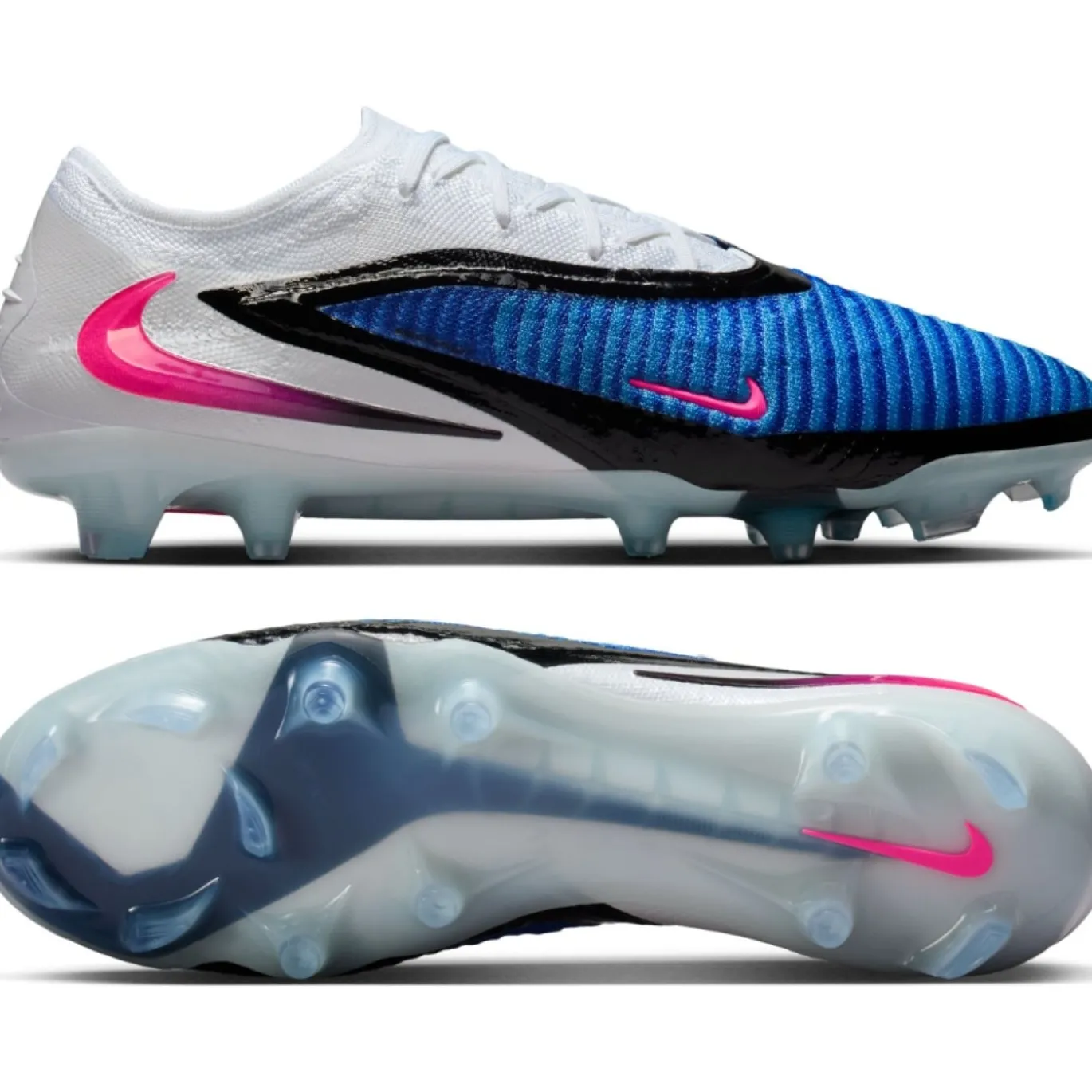 Nike Phantom 6 Low Elite Gras Voetbalschoenen (FG) Blauw Wit Felroze