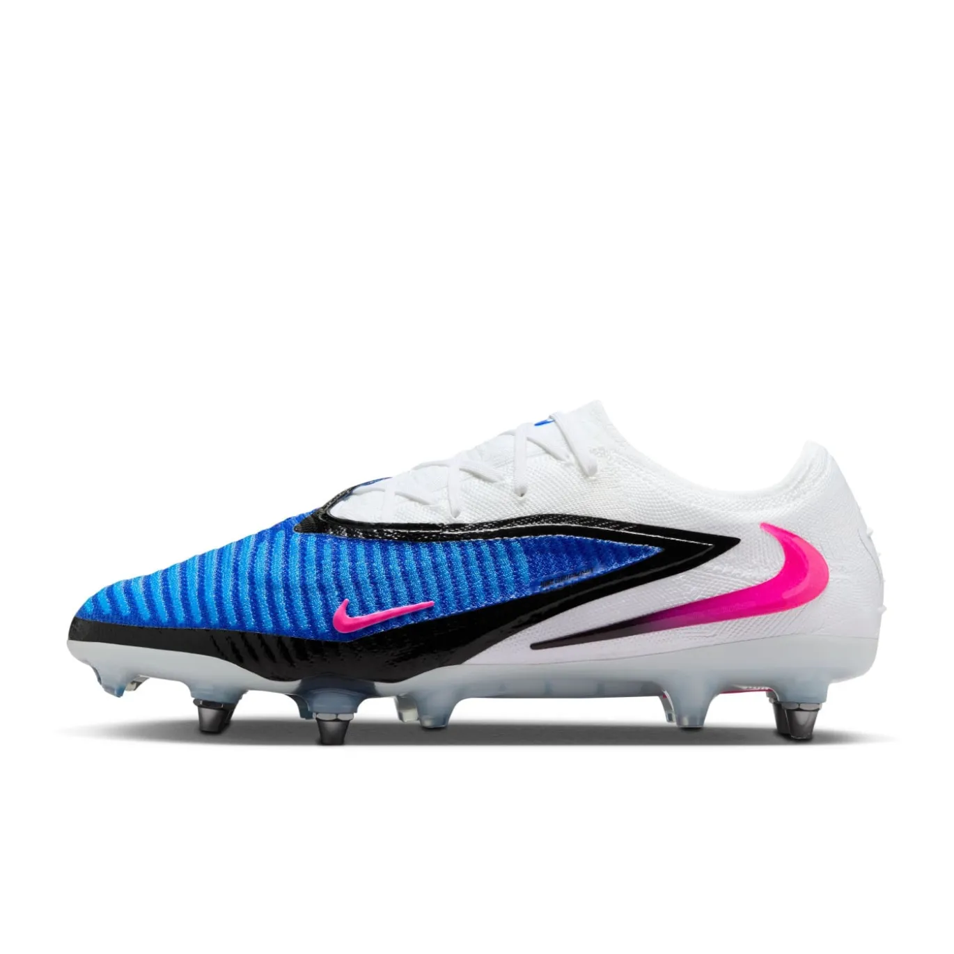 Nike Phantom 6 Low Elite IJzeren-Nop Voetbalschoenen (SG) Pro Player Blauw Wit Felroze