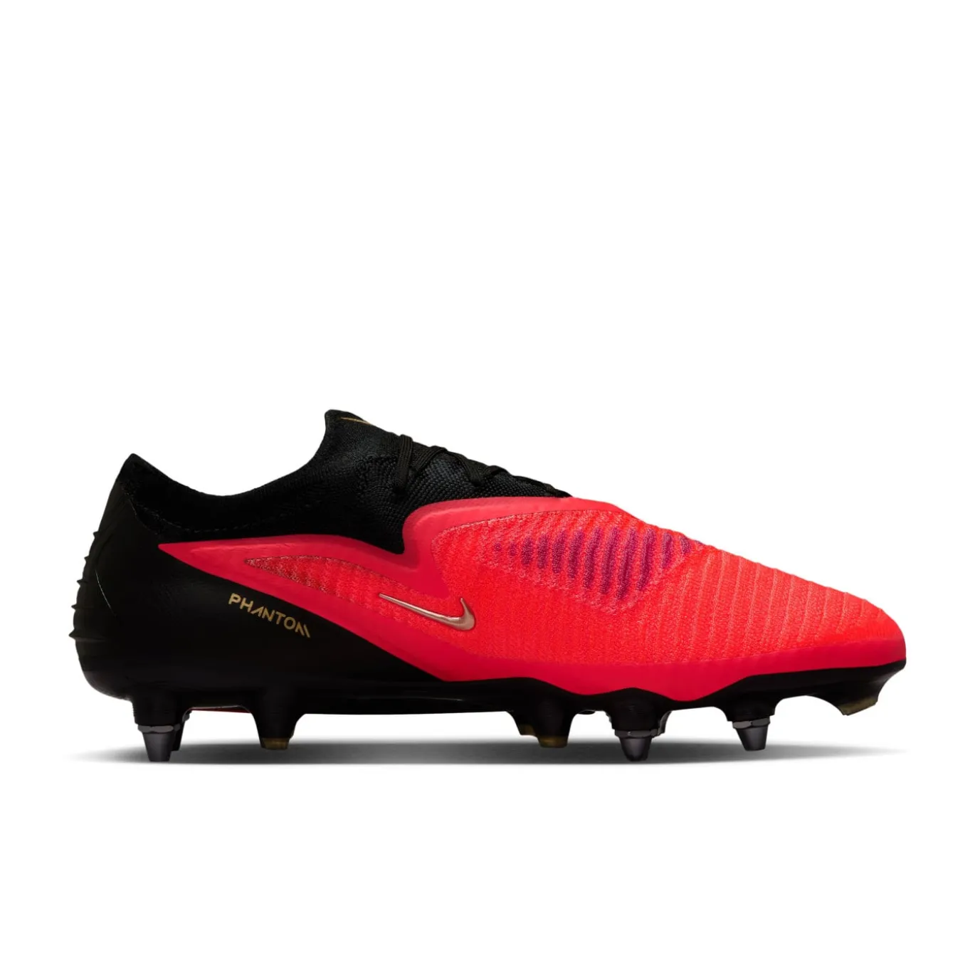 Nike Phantom 6 Low Elite IJzeren-Nop Voetbalschoenen (SG) Pro Player Zwart Felrood Goud