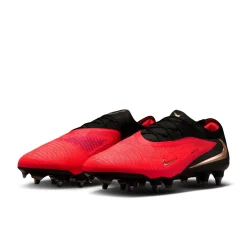 Nike Phantom 6 Low Elite IJzeren-Nop Voetbalschoenen (SG) Pro Player Zwart Felrood Goud