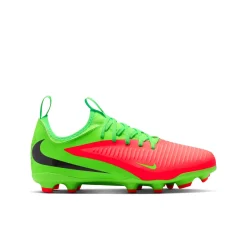 Nike Phantom 6 Low Haaland Academy Gras / Kunstgras Voetbalschoenen (MG) Kids Felgroen Rood Zwart