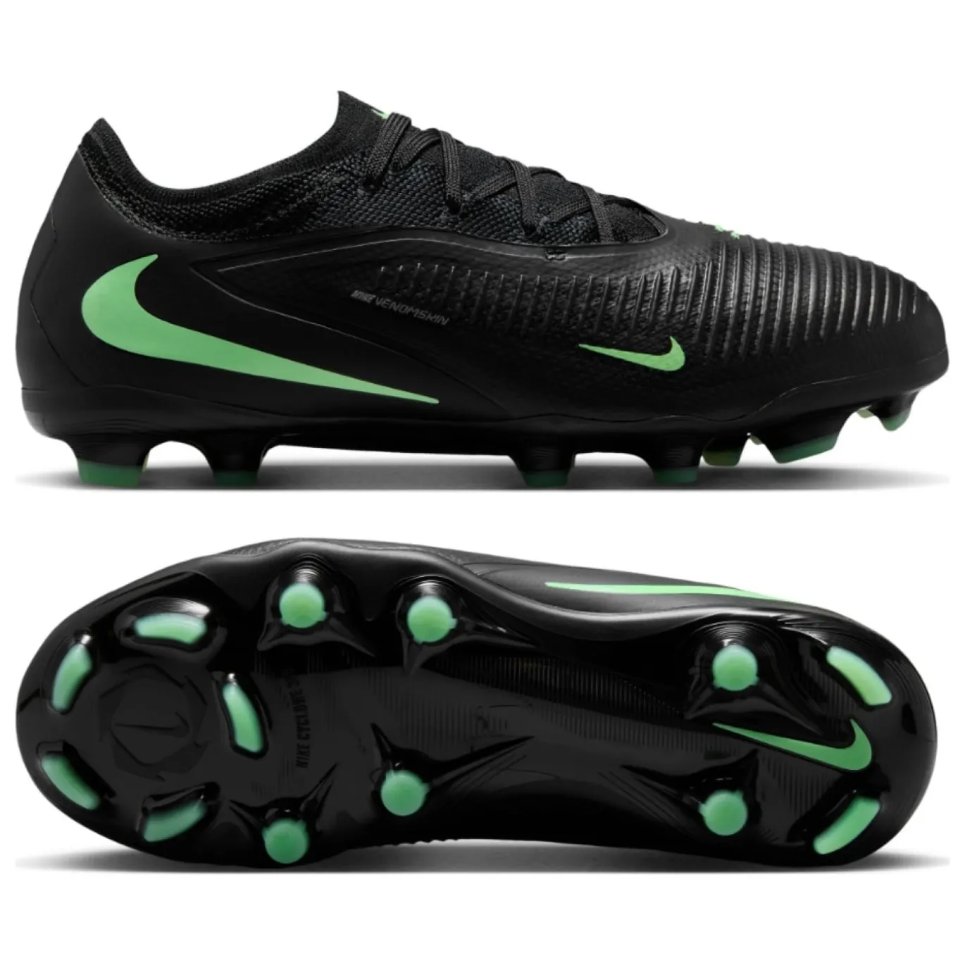 Nike Phantom 6 Low Pro Gras / Kunstgras Voetbalschoenen (MG) Kids Zwart Felgroen